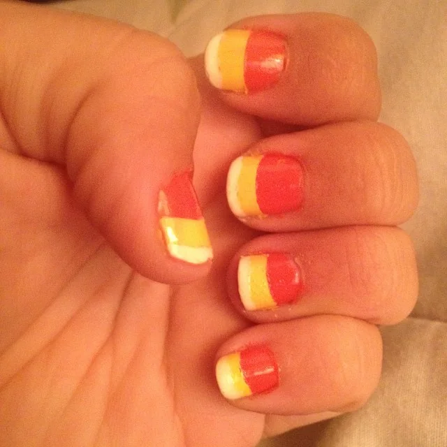 Glitter Candy Corn Nail Design Glitter Candy Corn nail design idea