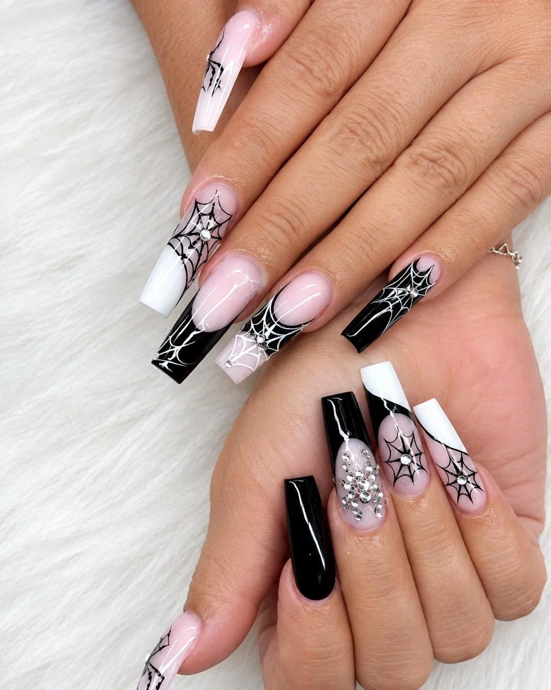 Black Web Tips Nail Design Black Web Tips nail design idea