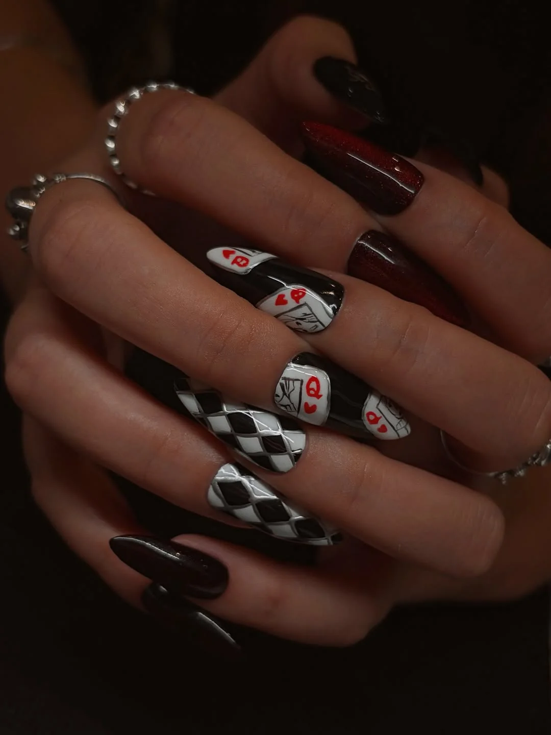 Checker Card Art Nail Design Checker Card Art nail design idea