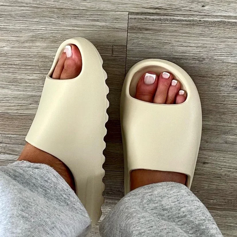 Slide Sandal French nail design idea