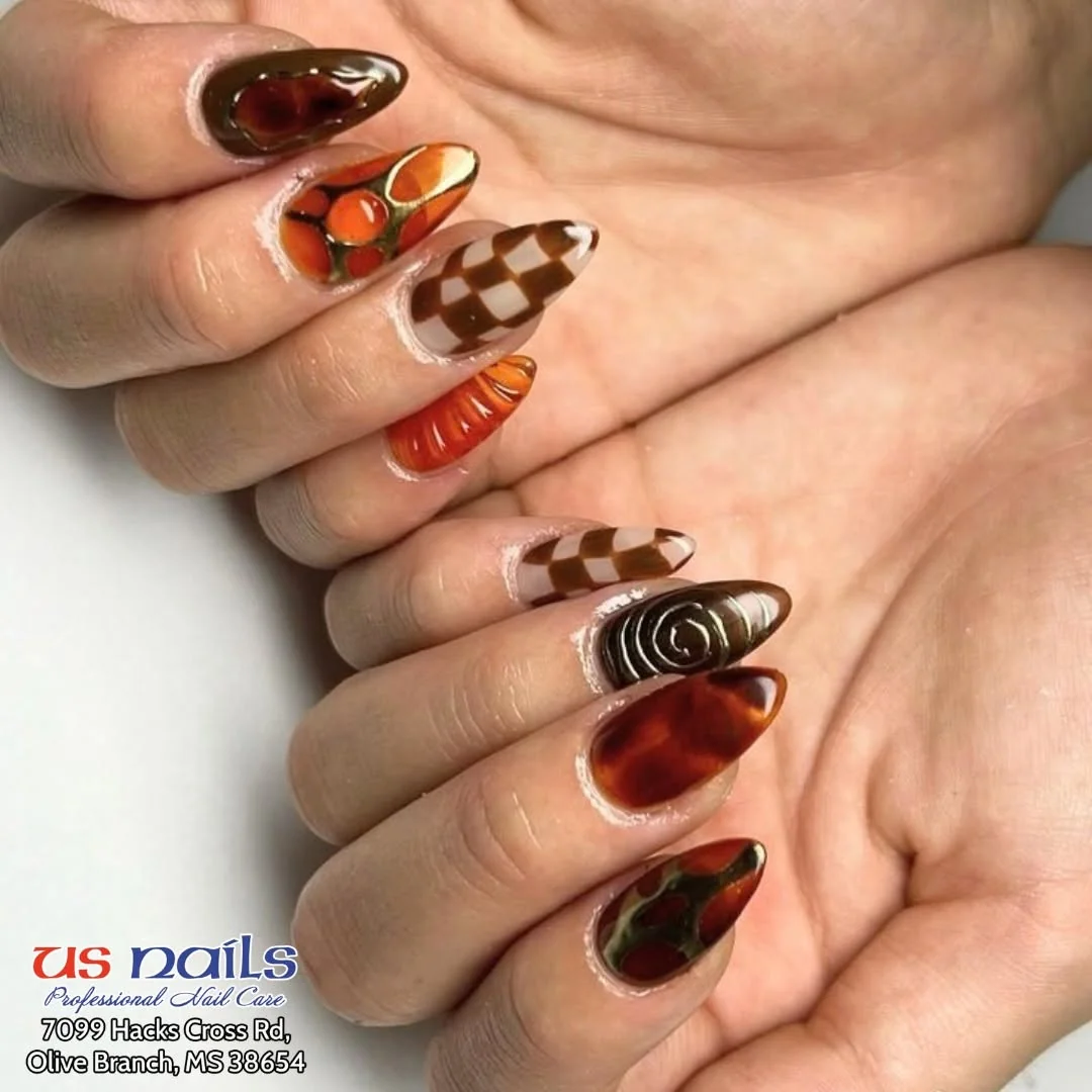 Tortoise Checker Nail Design Tortoise Checker nail design idea