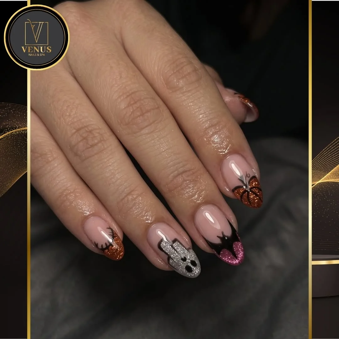 Bat Pink Accent nail design idea