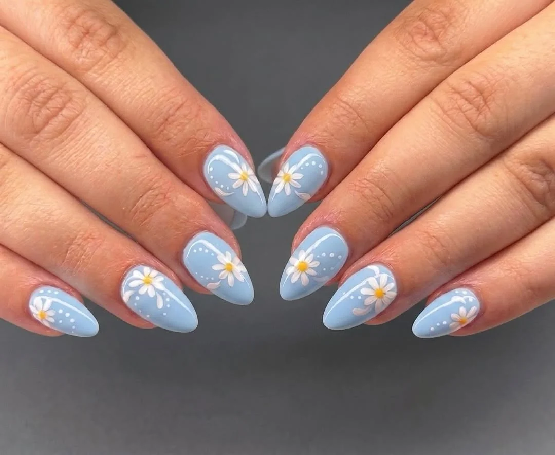 Blue Black Checker Nail Design Blue Black Checker nail design: light blue plaid/checker almond