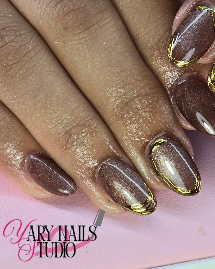 Taupe Gold Cat-Eye nail design idea