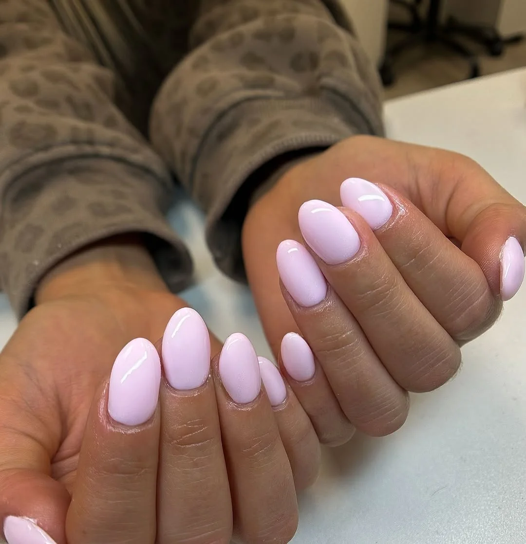 Pale ballet slipper pink almond nails