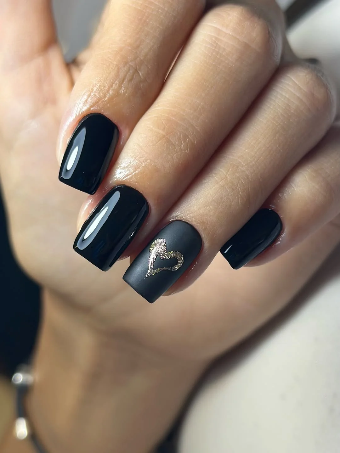 Black Gel Short nail design idea