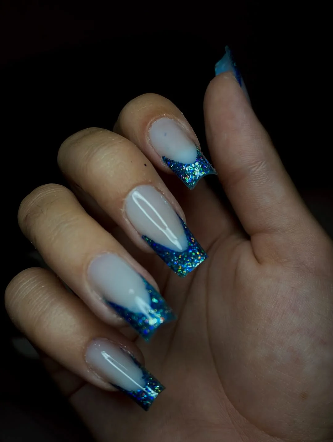 Sparkle Reverse French Nail Design Sparkle Reverse French nail design idea