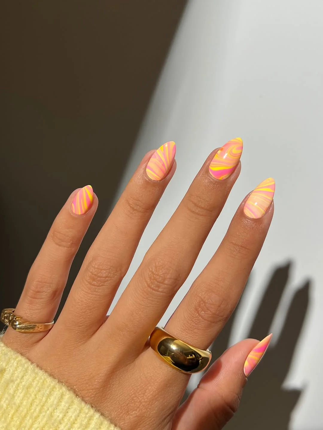 Terracotta Coral nail design: peach orange french short