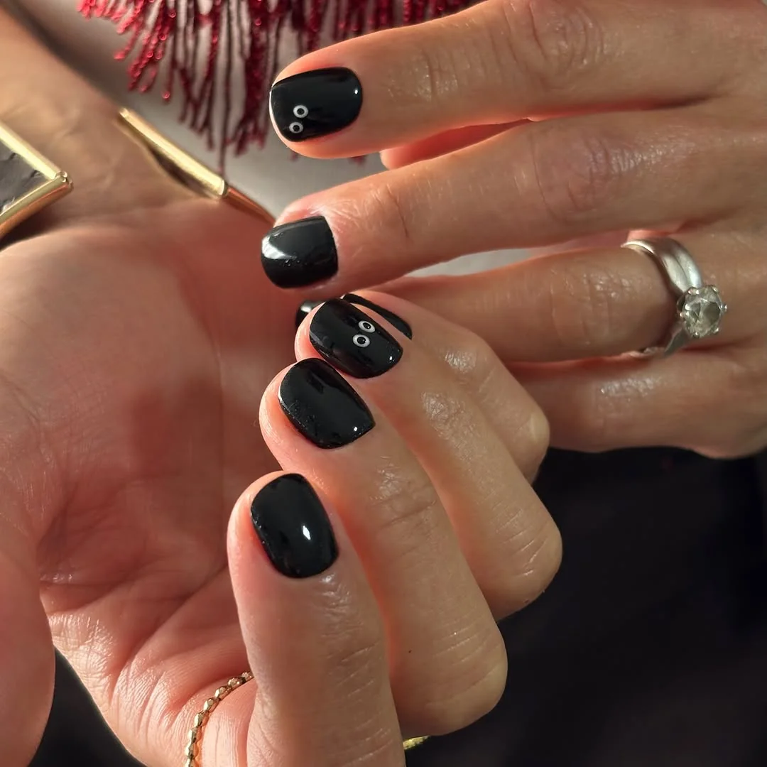 Glossy Black Short nail design idea