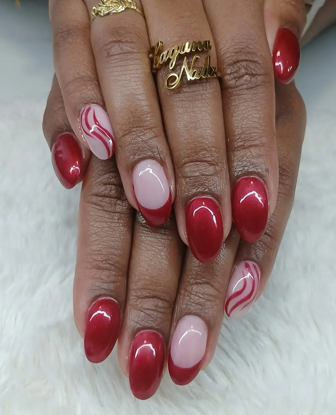 Cherry Swirl Nail Design Cherry Swirl nail design idea