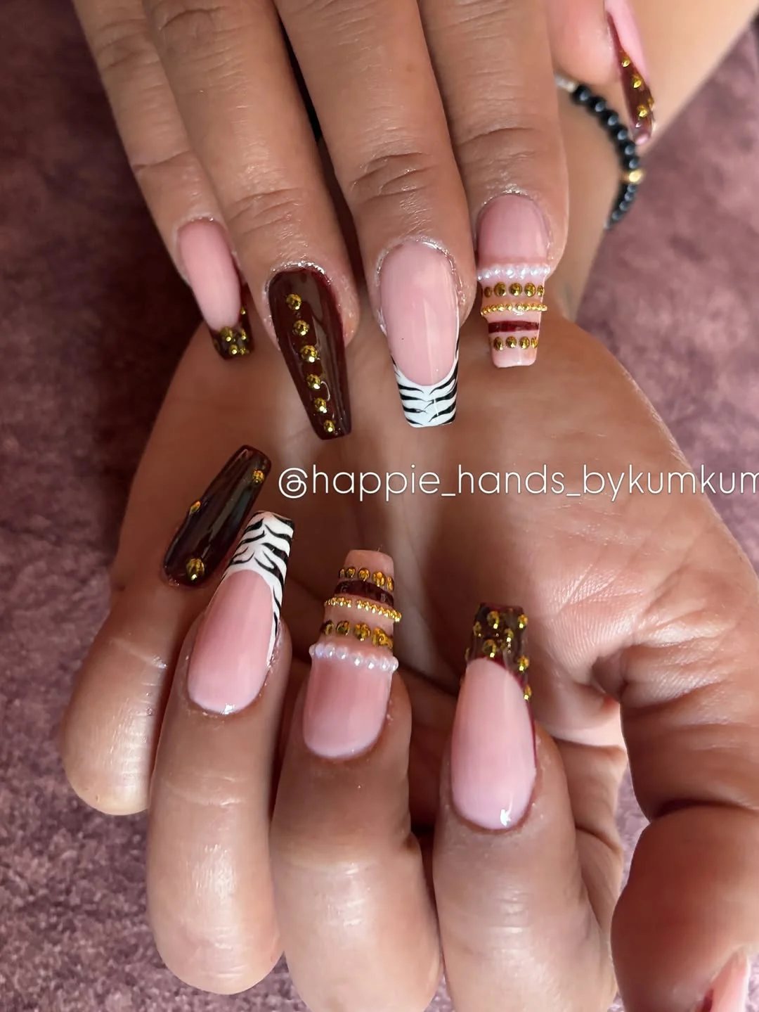 Burgundy Charm Set Nail Design Burgundy Charm Set nail design idea