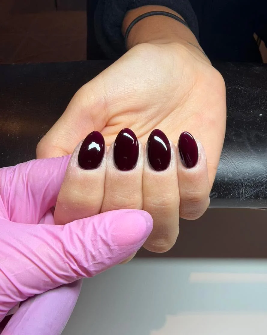 Burgundy Velvet nail design idea
