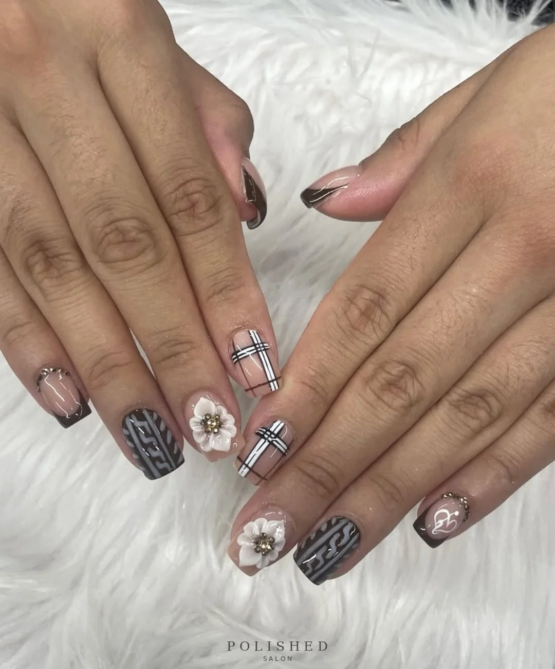 Gray Plaid Nail Design Gray Plaid nail design idea