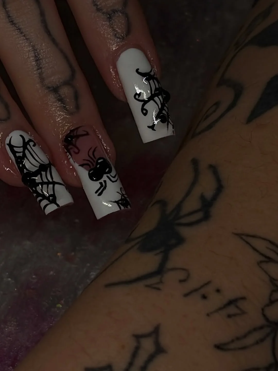 Black White Web Nail Design Black White Web nail design idea
