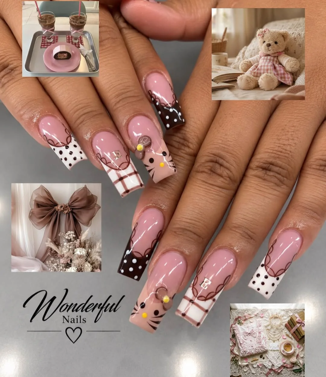 Plaid Polka Nail Design Plaid Polka nail design idea