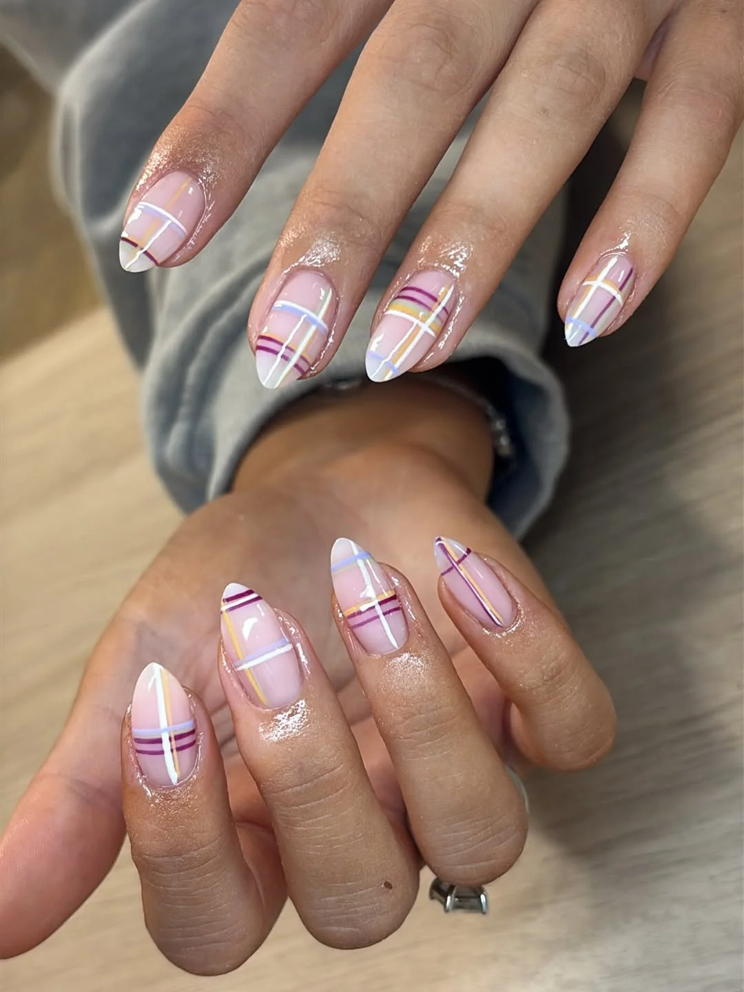 Pink Plaid Nail Design Pink Plaid nail design idea