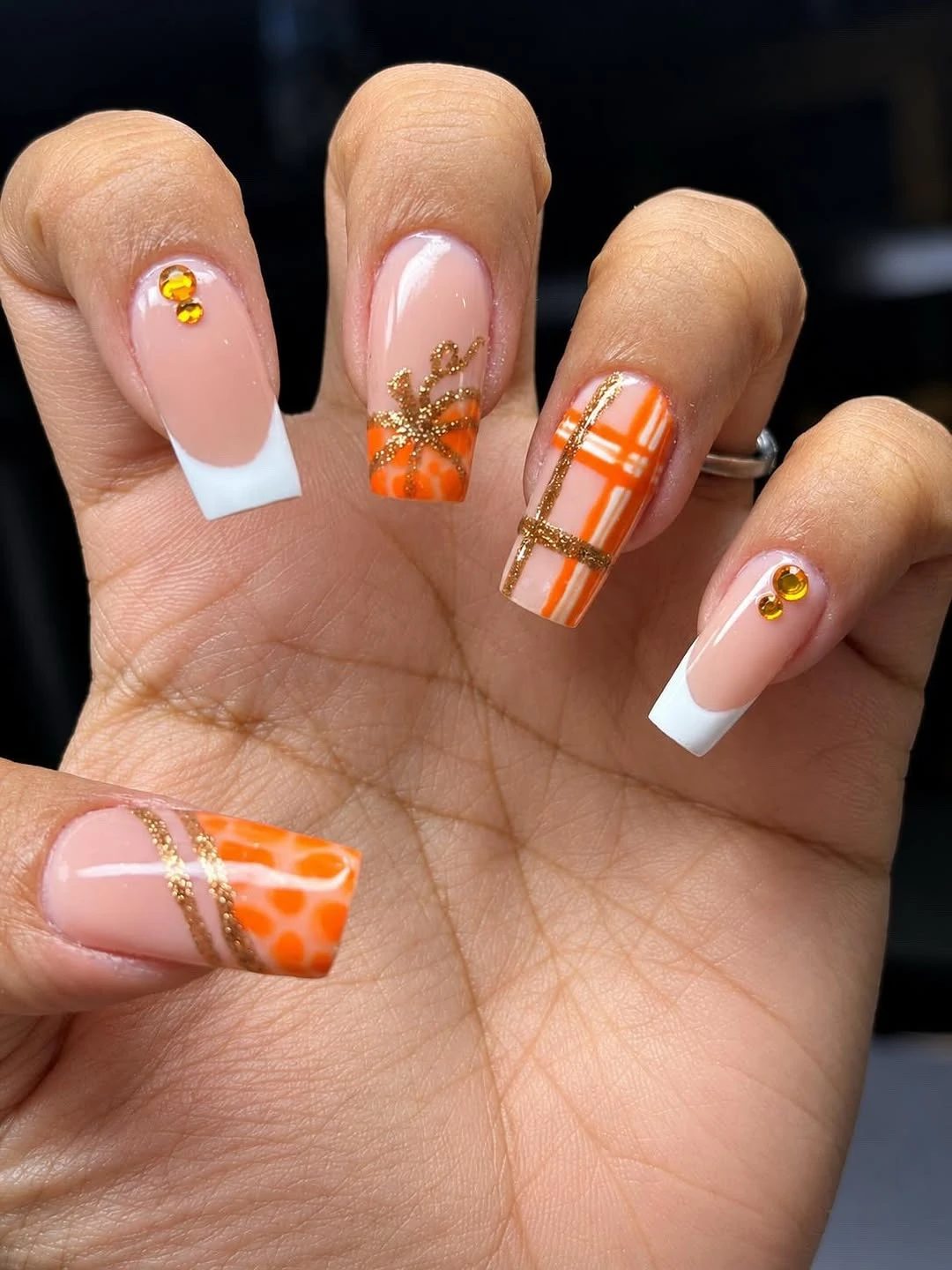 Autumn Plaid Nail Design Autumn Plaid nail design idea
