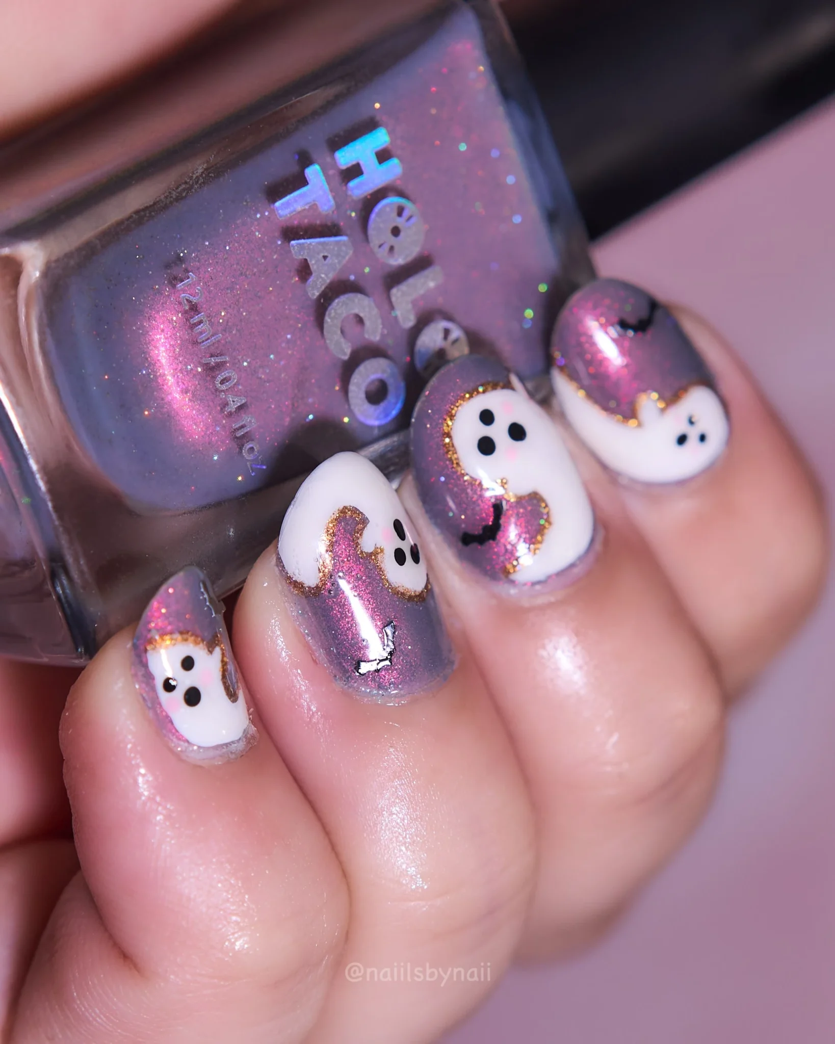 Glitter Ghost Nails