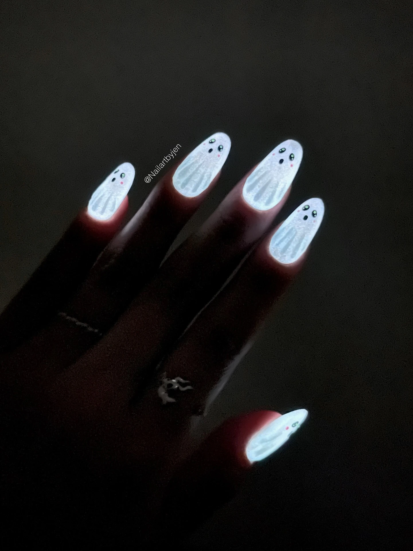 Glow-in-the-Dark Ghost Nails