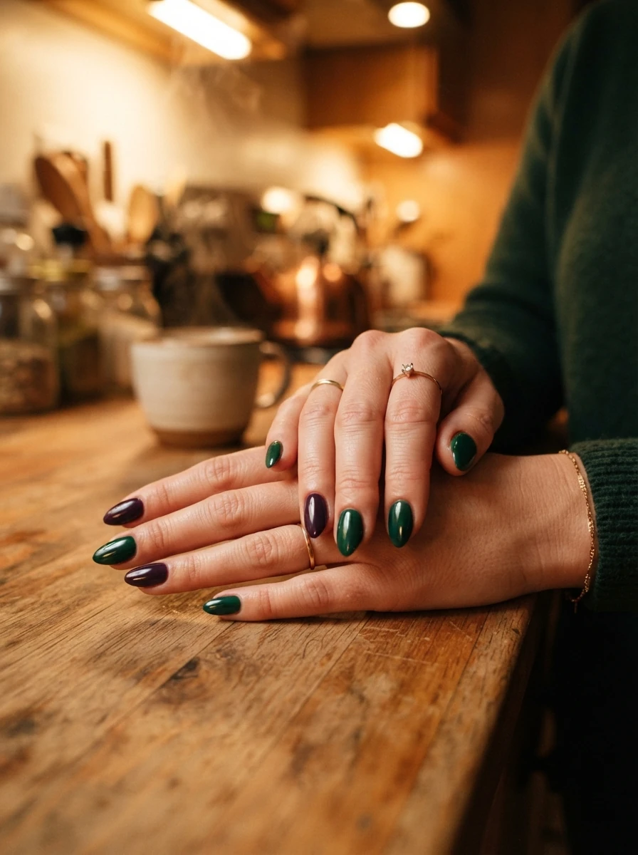 Oxblood Almond Halloween Nails