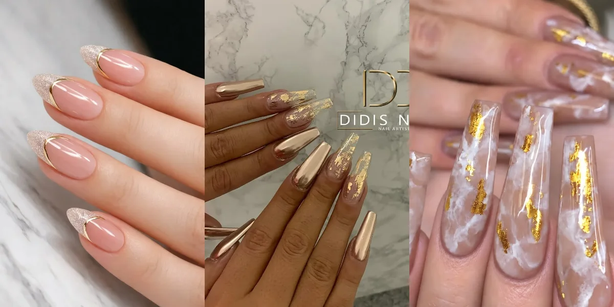30 Nude and Gold Nails Ideas for Soft, Shiny Manicures