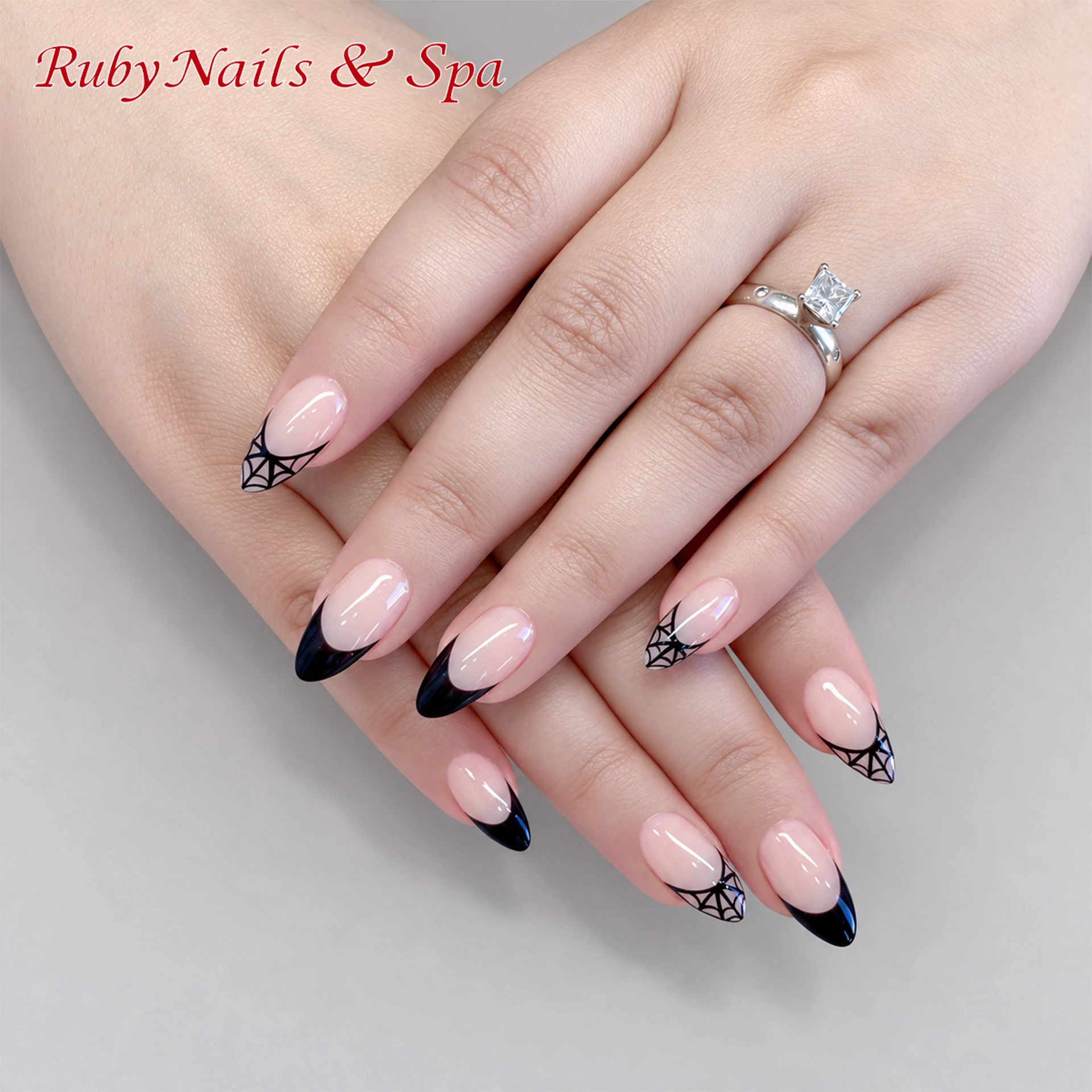 Gothic Lace Almond Nails