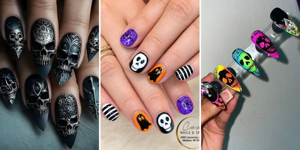 35 Skull Nails Ideas for Halloween, Goth and Everyday Edge
