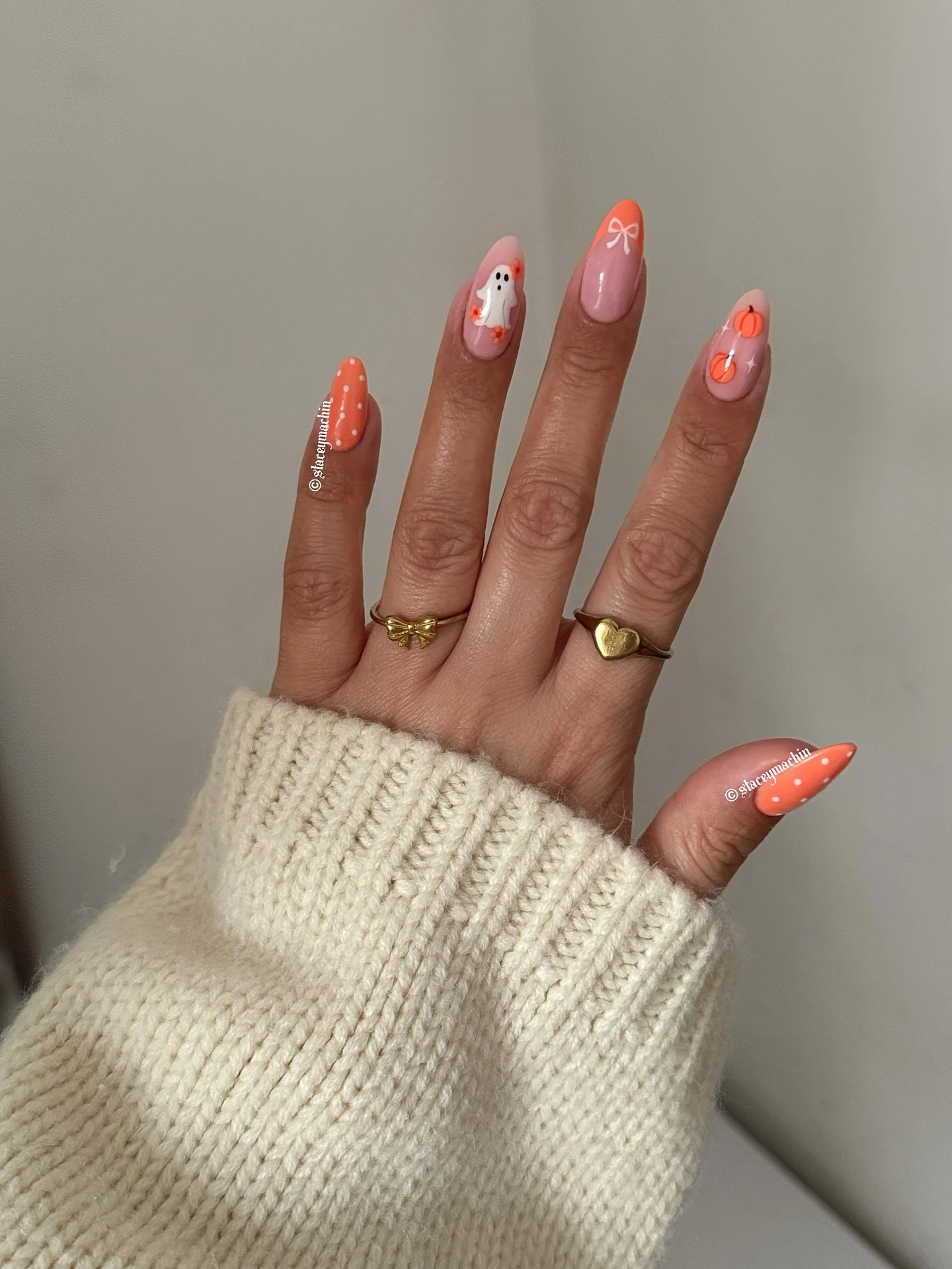 Ghost and Pumpkin Nails