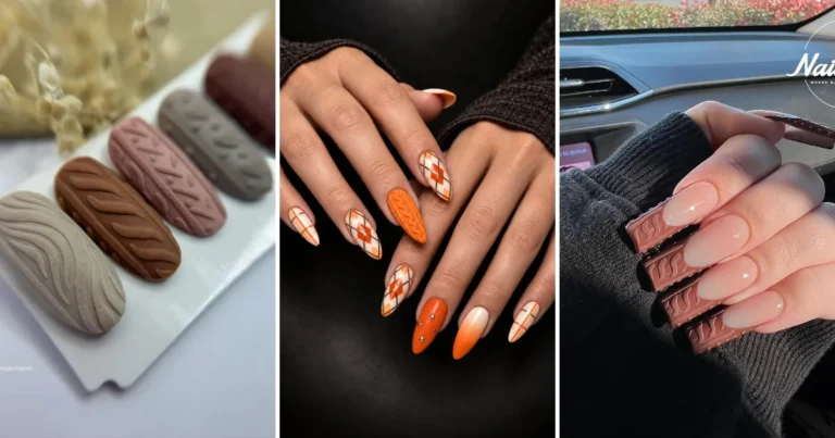 33 Sweater Nail Designs for a Cozy Winter Manicure collage